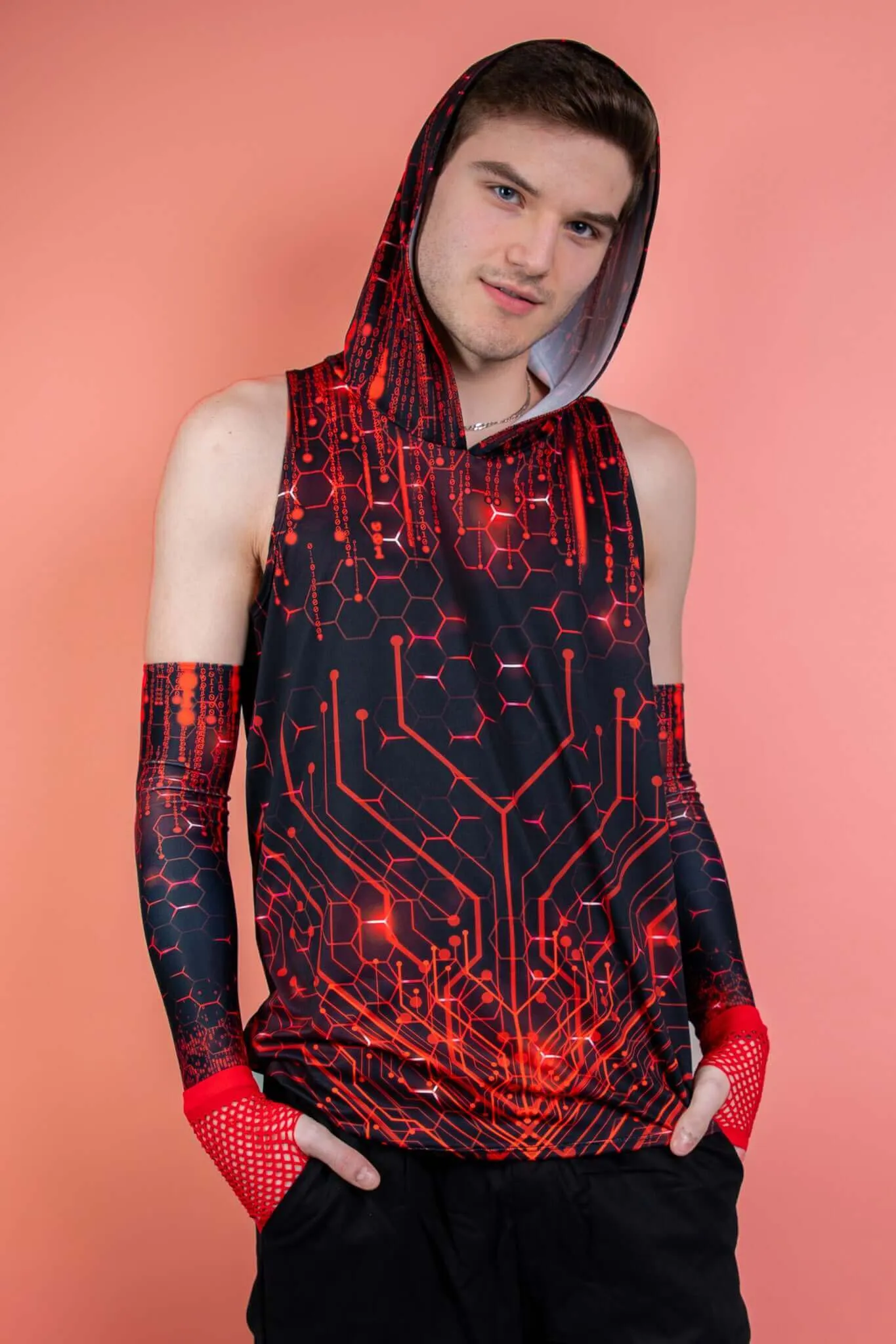 Hooded Red Singularity Tank Top.