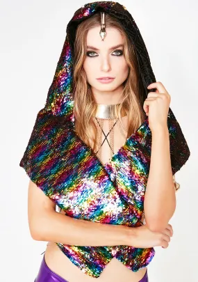 Reversible Sequin Festival Hood