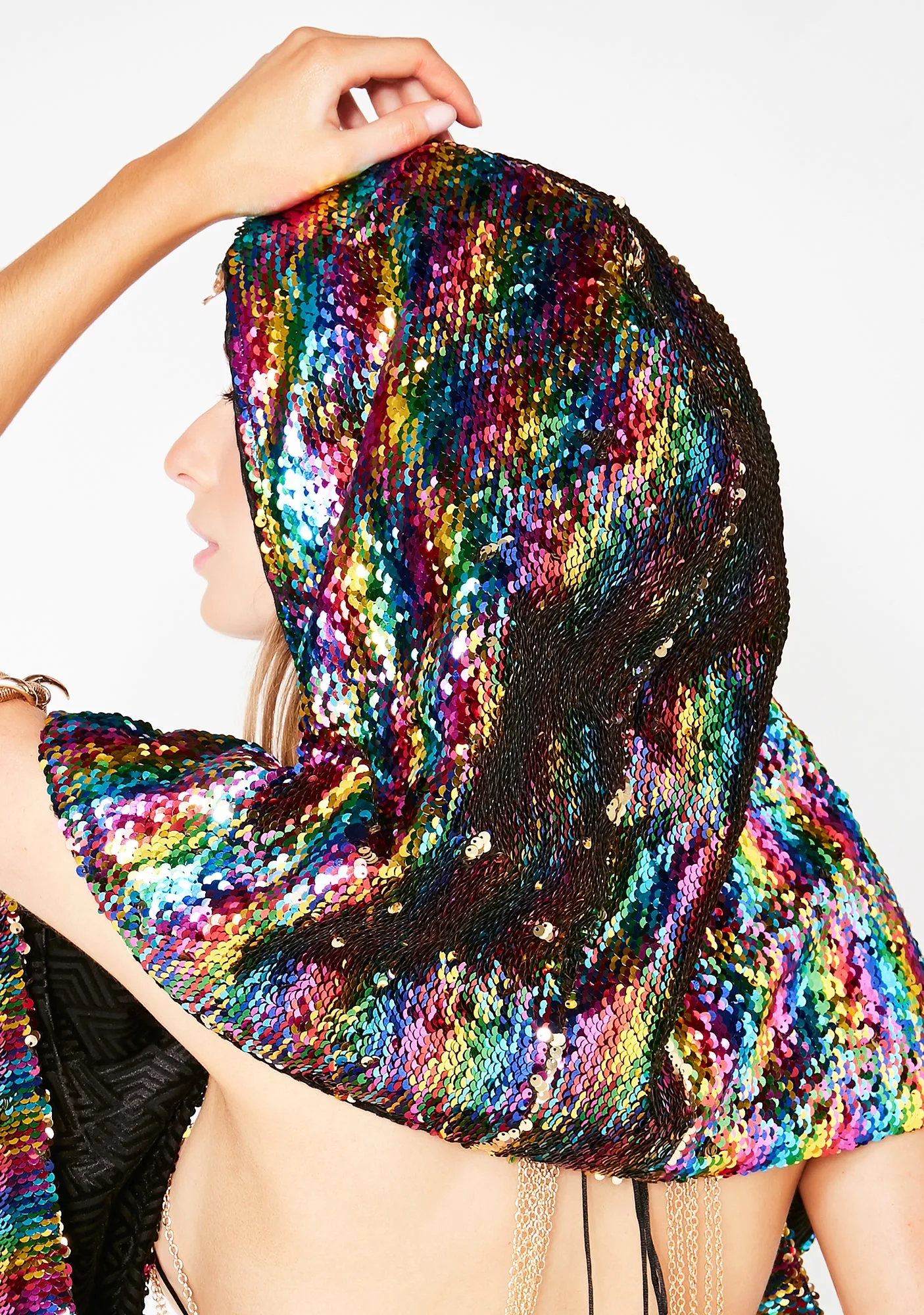 Reversible Sequin Festival Hood