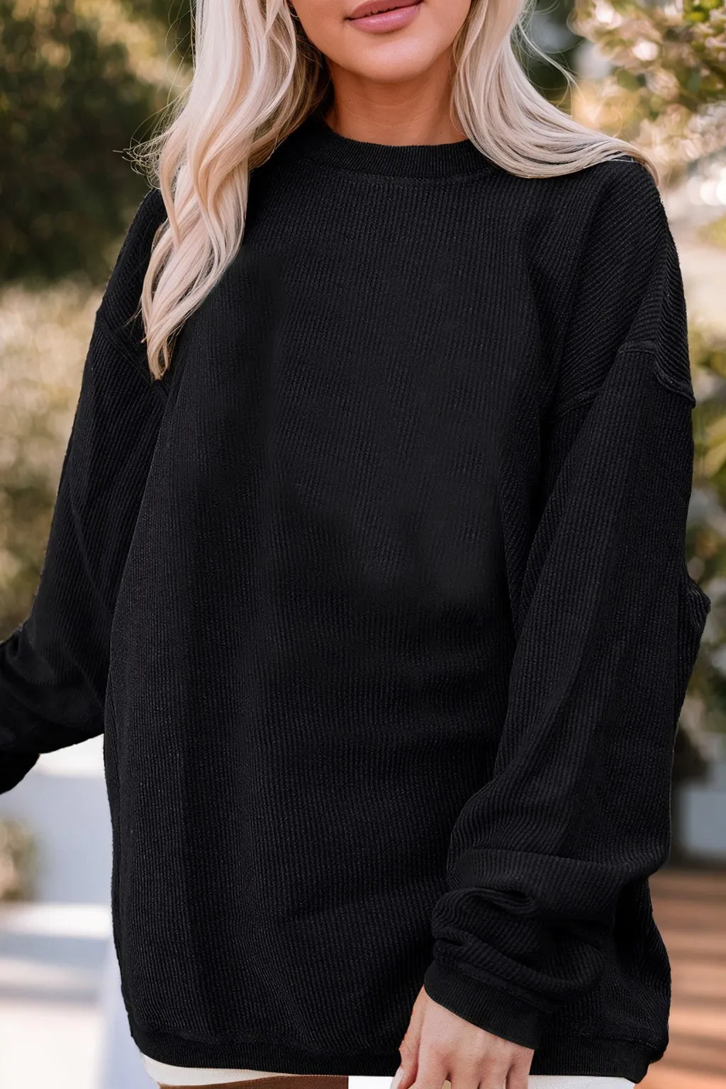 Ribbed Corded Sweatshirt Available in 6 Colors