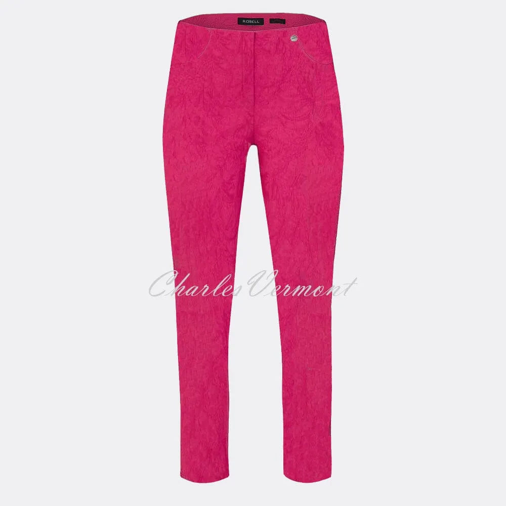 Robell Bella 09 Pink Leaf Jacquard Cropped Trouser - Item number 51560-54401-43