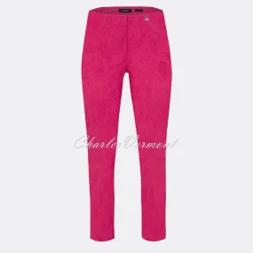 Robell Bella 09 Pink Leaf Jacquard Cropped Trouser - Item number 51560-54401-43