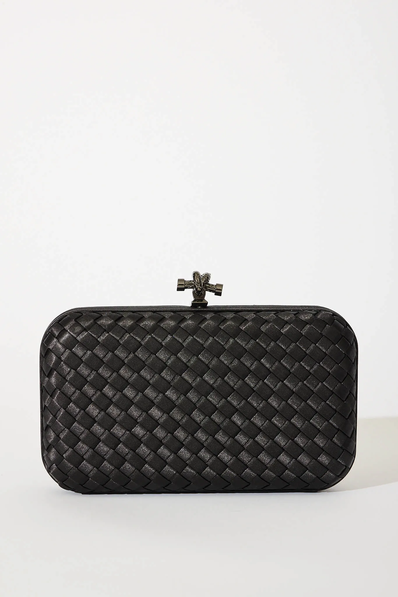 Ronny Clutch Bag In Black Woven Satin