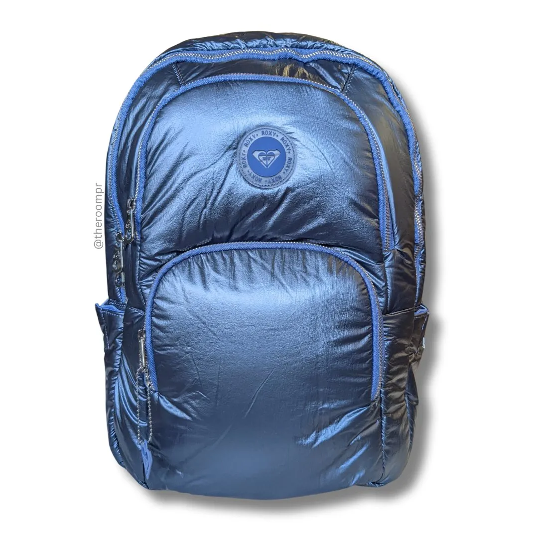 Roxy Metallic Blue Solid Backpack Huntress