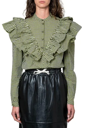 Ruffled Checkered Top