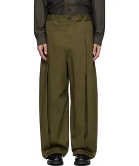 SAGE NATION Khaki Box Pleat Trousers