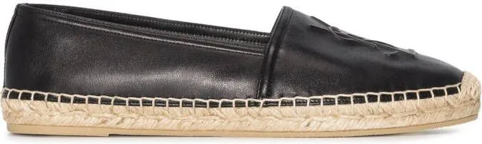 Saint Laurent embossed-logo leather espadrilles Black