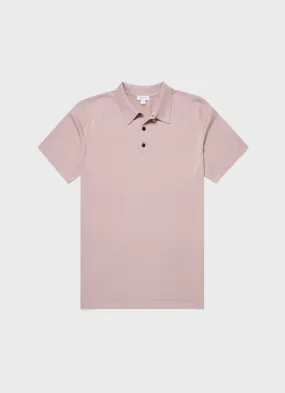 Sea Island Cotton Polo Shirt for Men - Pale Pink