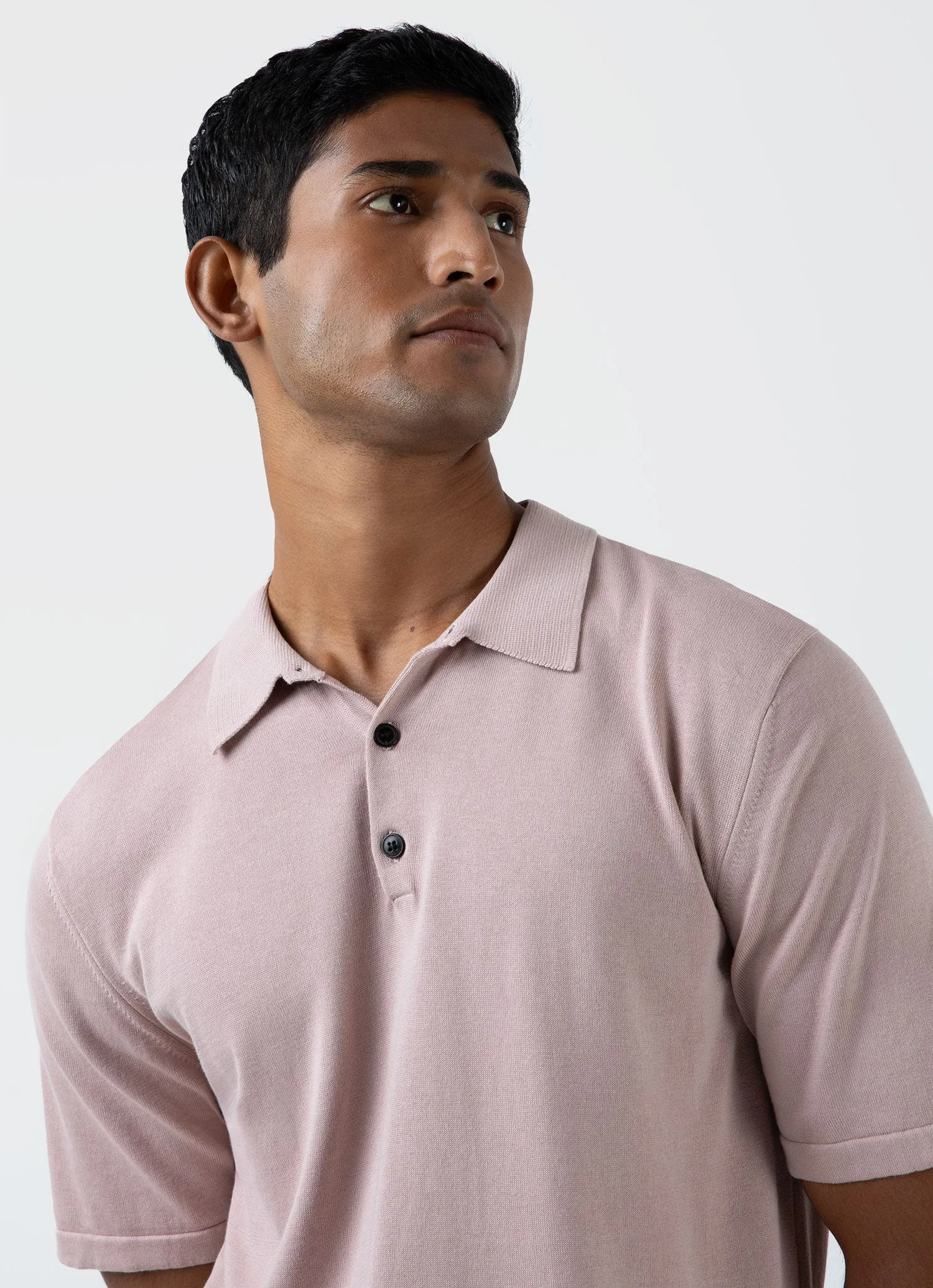 Sea Island Cotton Polo Shirt for Men - Pale Pink