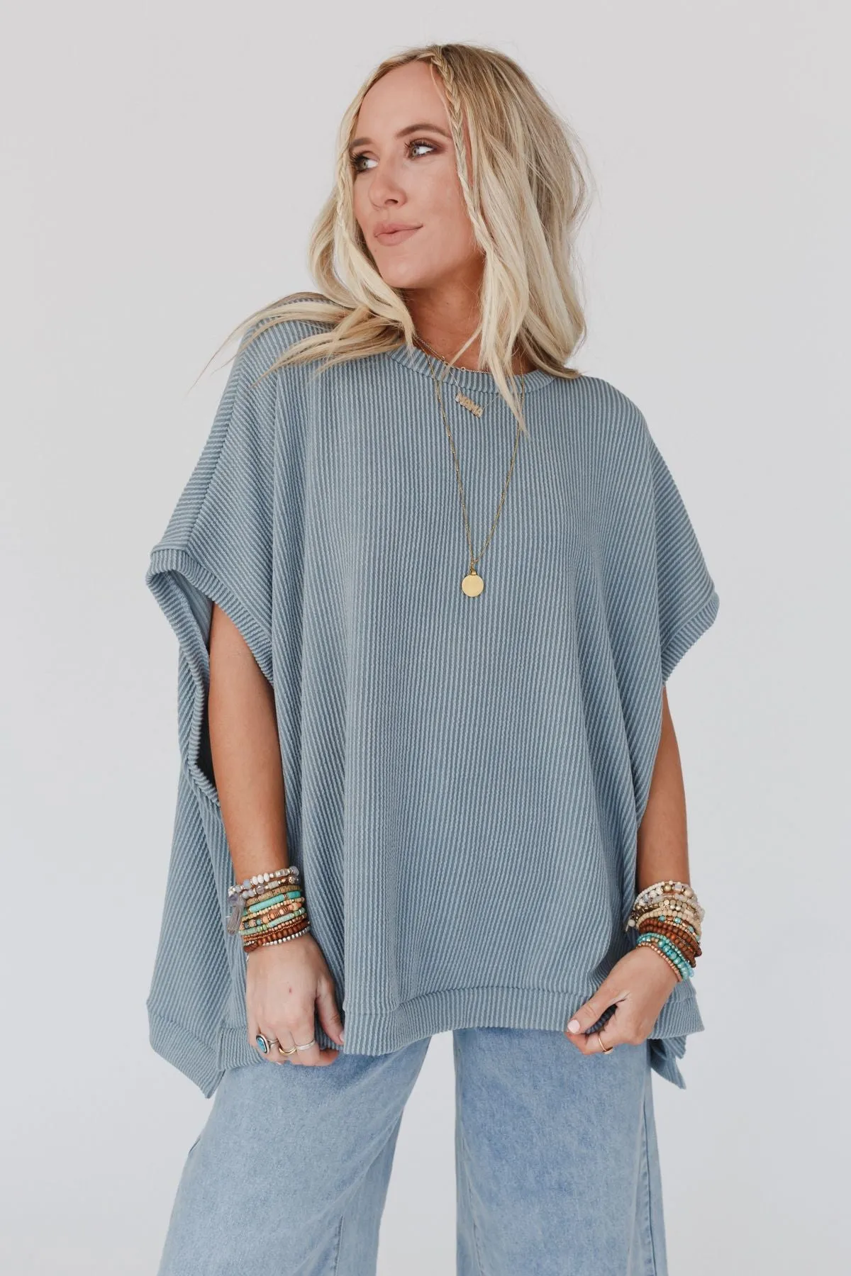 Seafoam Moon Glow Knit Top with Texture