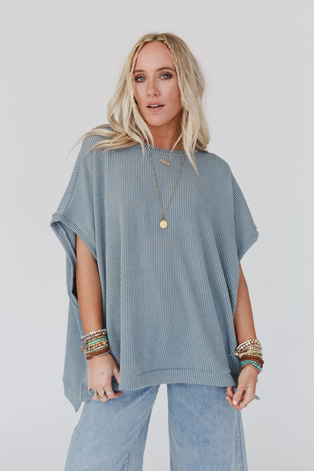 Seafoam Moon Glow Knit Top with Texture