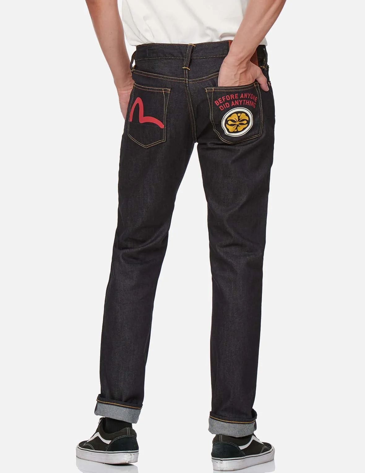 Seagull and Kamon Print Slim Fit Jeans #2010