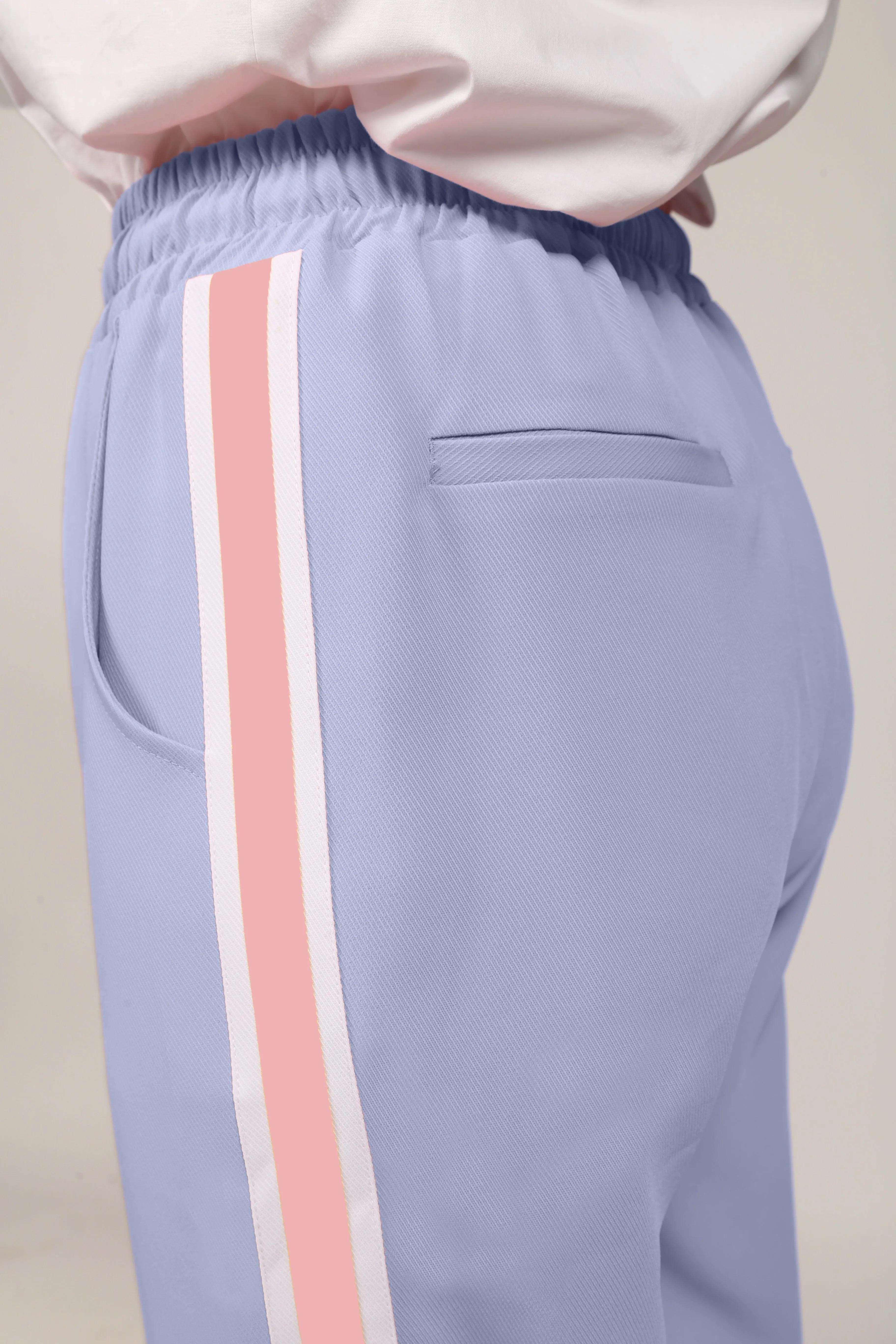 Side Stripe Trousers Light Blue