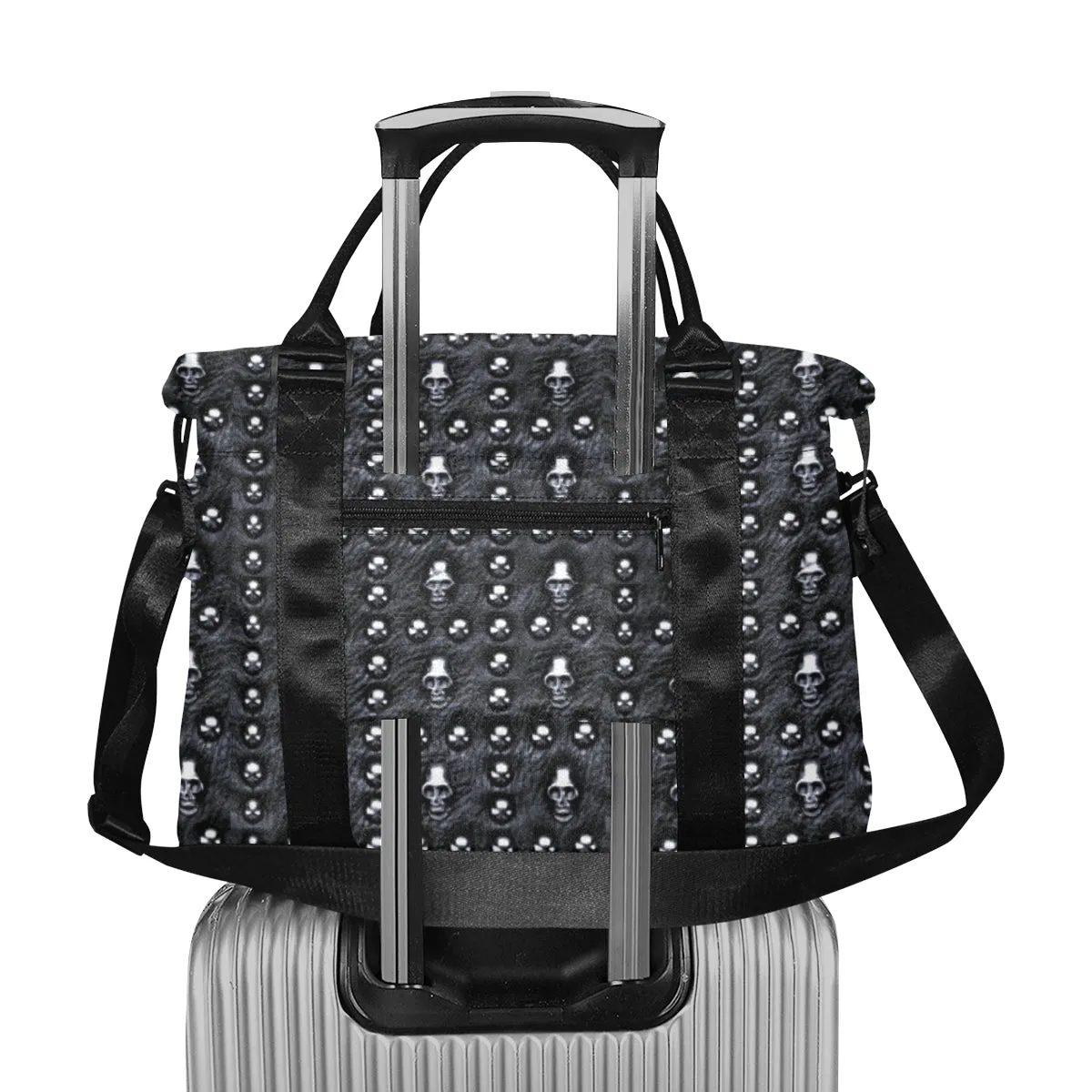 Skull Studded Print Large Travel Bag