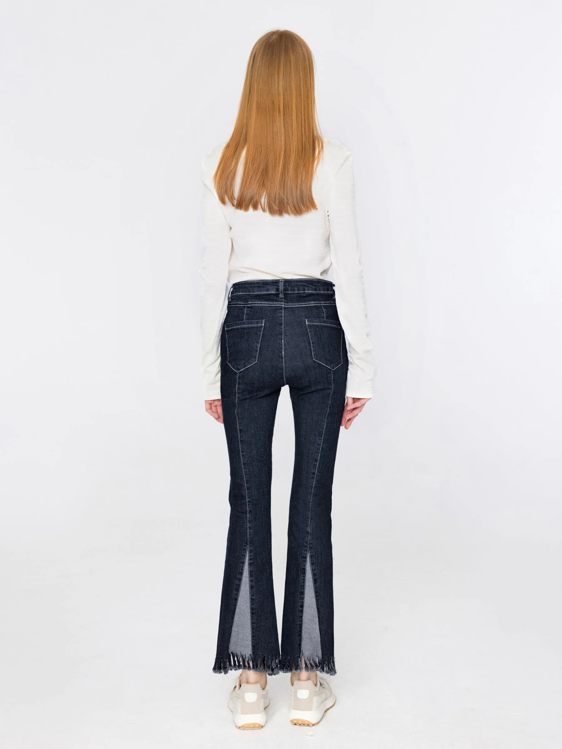 Slim Fit Slit Jeans with Raw Edge Hem