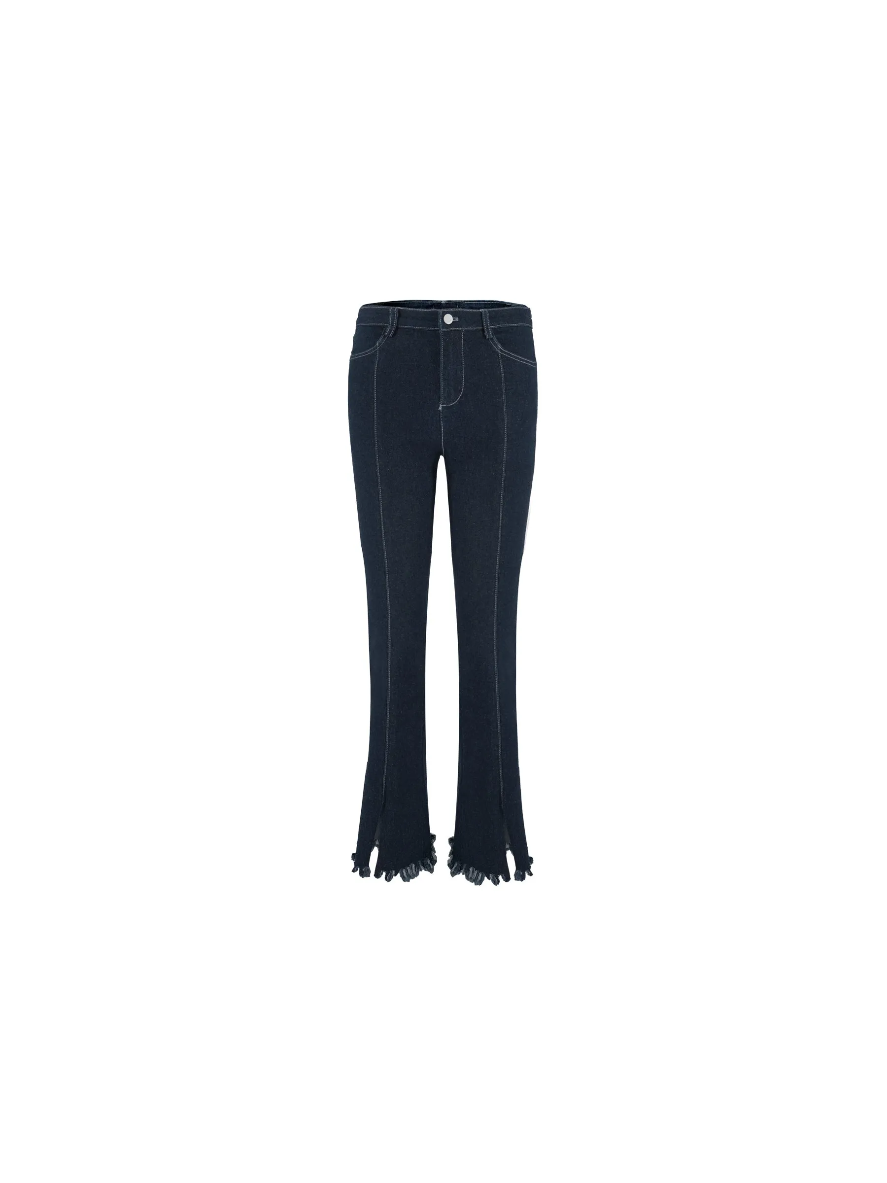 Slim Fit Slit Jeans with Raw Edge Hem