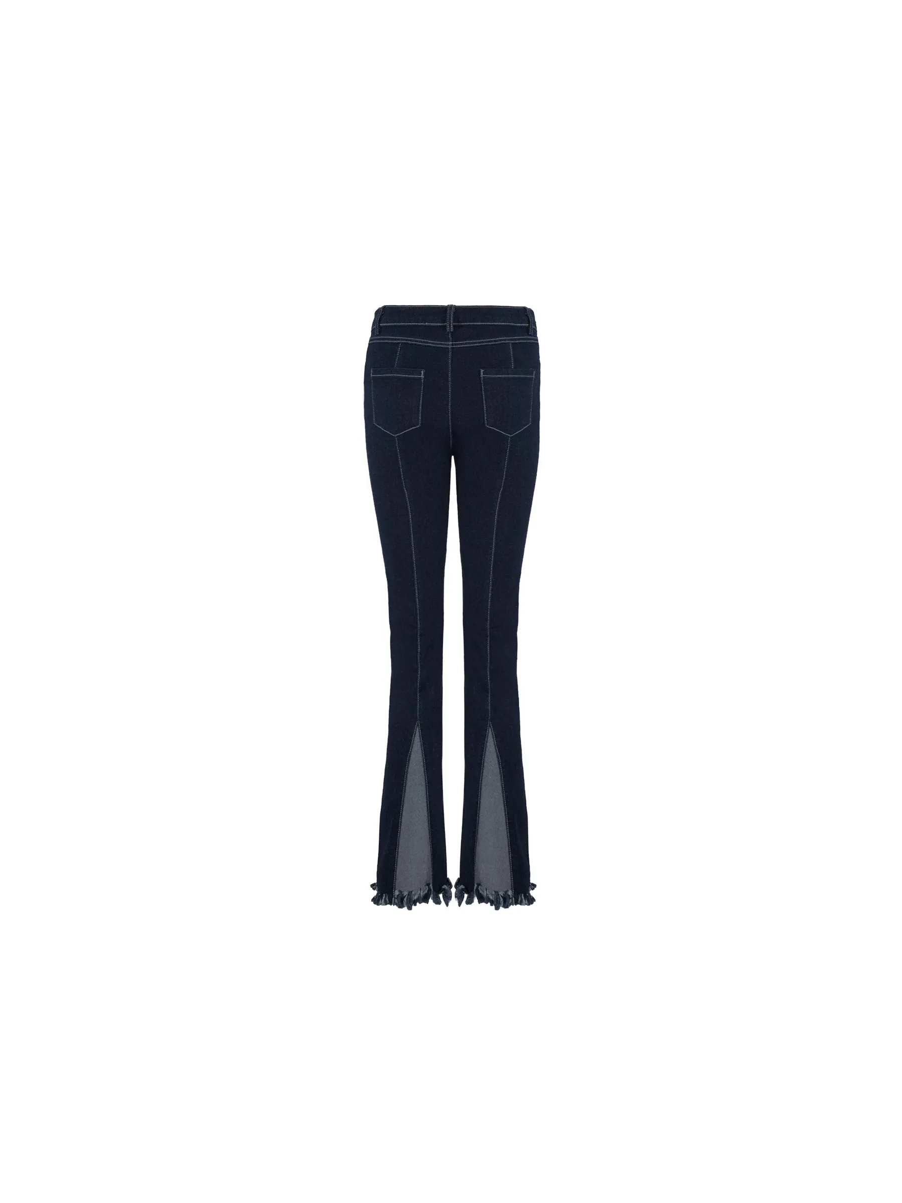 Slim Fit Slit Jeans with Raw Edge Hem