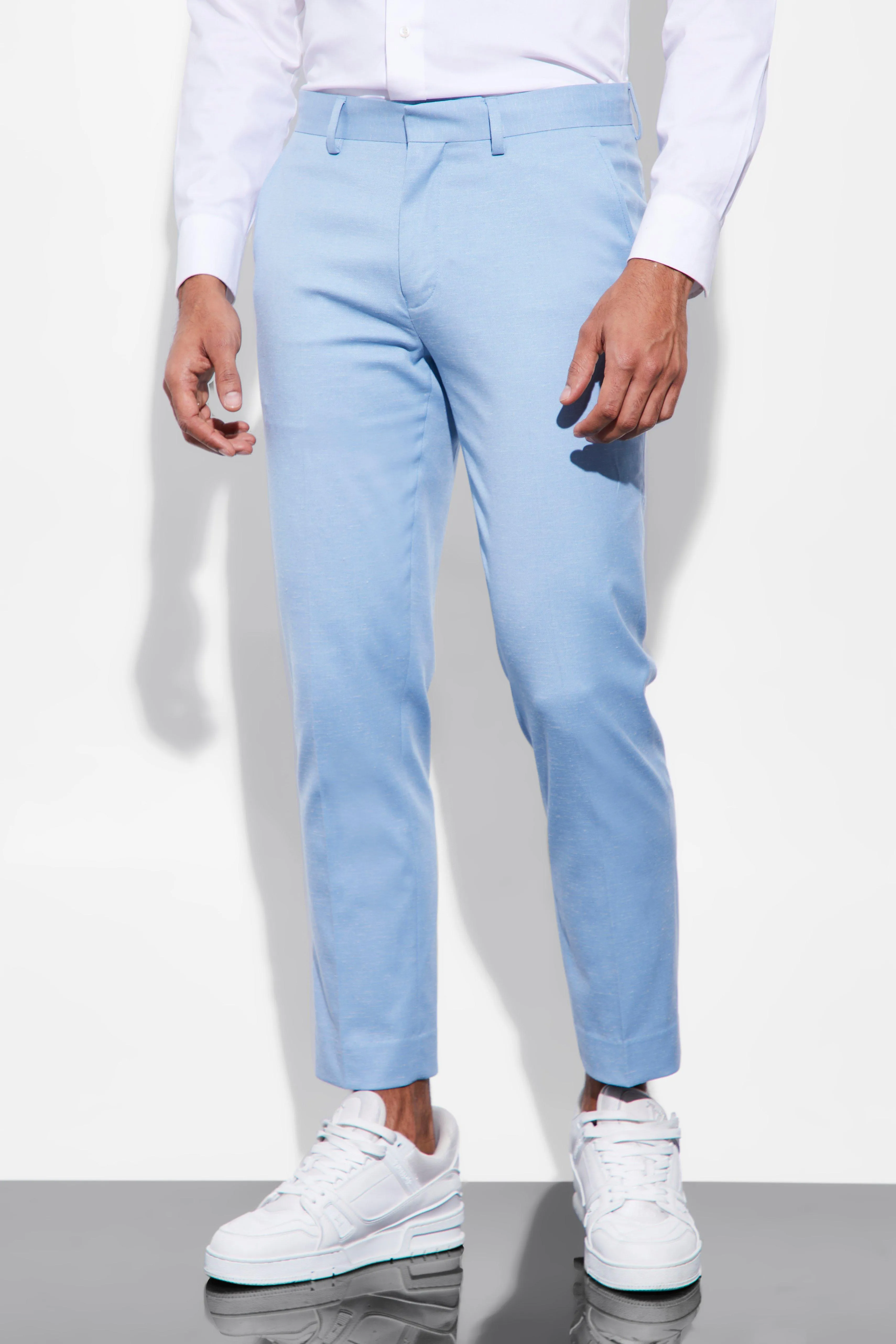 Slim Linen Crop Suit Trousers