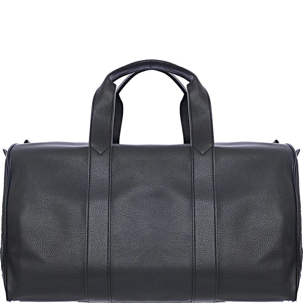 Smith & Canova Men's Black Leather Shoulder Strap Holdall