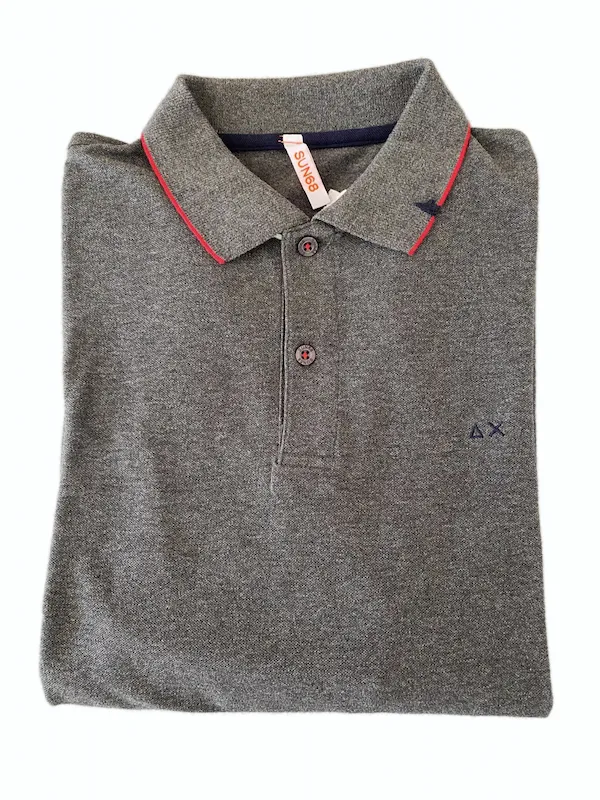 SOLO TG. S - SUN68 Long Sleeve Cotton Polo Shirt