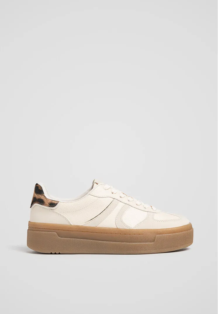 Stradivarius Flatform trainers  BEIGE 4