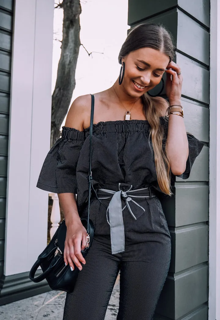 Off Shoulder Striped Blouse