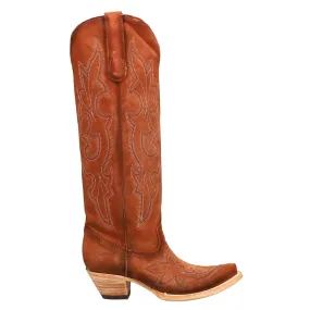 Suede Tooled-Inlay Tall Snip Toe Cowboy Boots