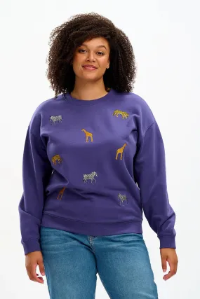 Navy Embroidered Safari Noah Sweater by Sugarhill