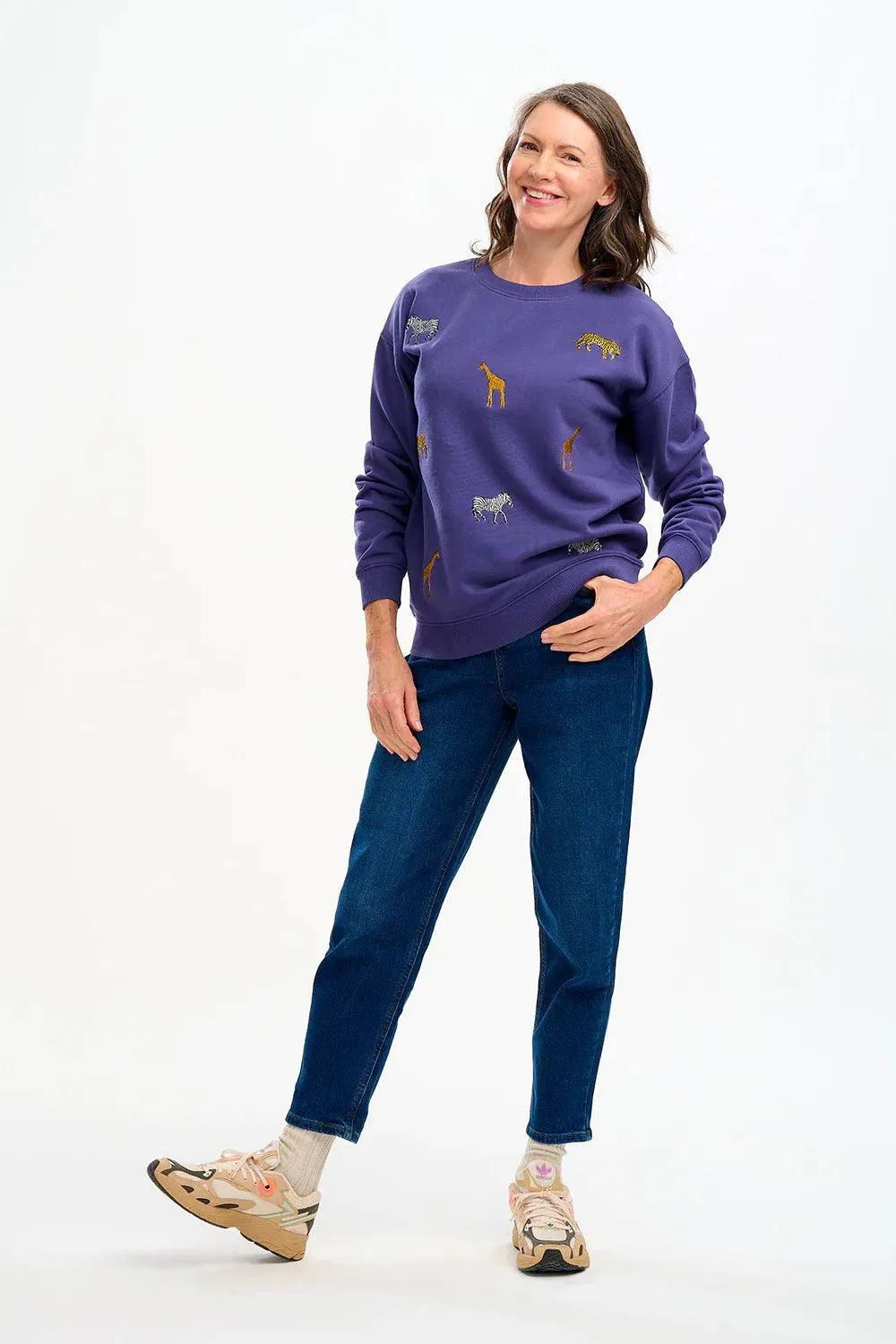 Navy Embroidered Safari Noah Sweater by Sugarhill