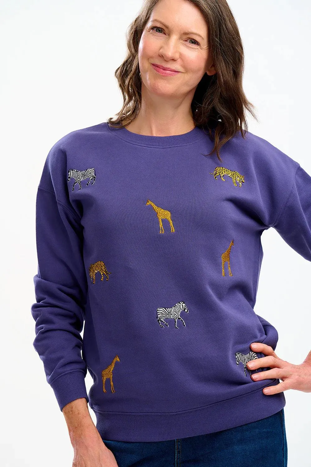 Navy Embroidered Safari Noah Sweater by Sugarhill