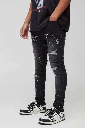 Super Skinny Rip & Repair Paint Splatter Denim Jeans