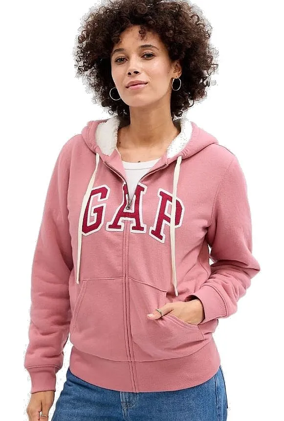 sweatshirt GAP V-Frch Exc Logo Sherpa Zip - Rosetta - women´s