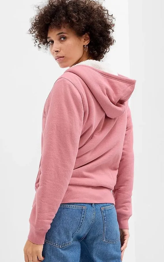 sweatshirt GAP V-Frch Exc Logo Sherpa Zip - Rosetta - women´s