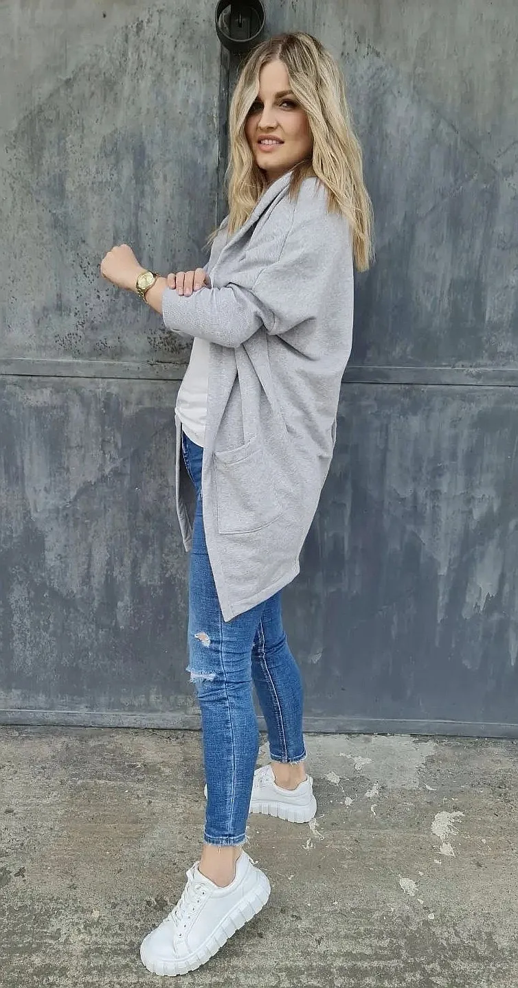 sweatshirt M.ASCH-Be original Cardigan Oversize - Grey - women´s