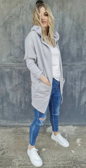 sweatshirt M.ASCH-Be original Cardigan Oversize - Grey - women´s