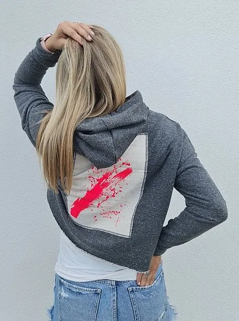 sweatshirt M.ASCH-Be original Cropped Hoodie - Dark Gray Melange - women´s