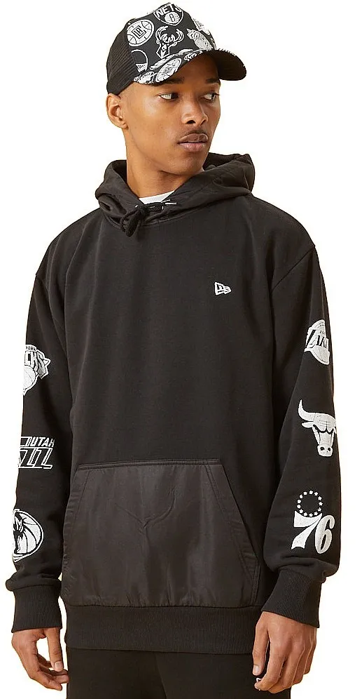 sweatshirt New Era Distressed Sleeve Print NBA - Black - men´s