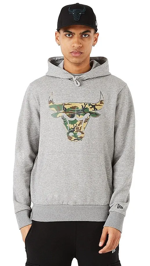 sweatshirt New Era Infill Team Logo Hoody NBA Chicago Bulls - Light Grey Heather/Woodland Camo - men´s