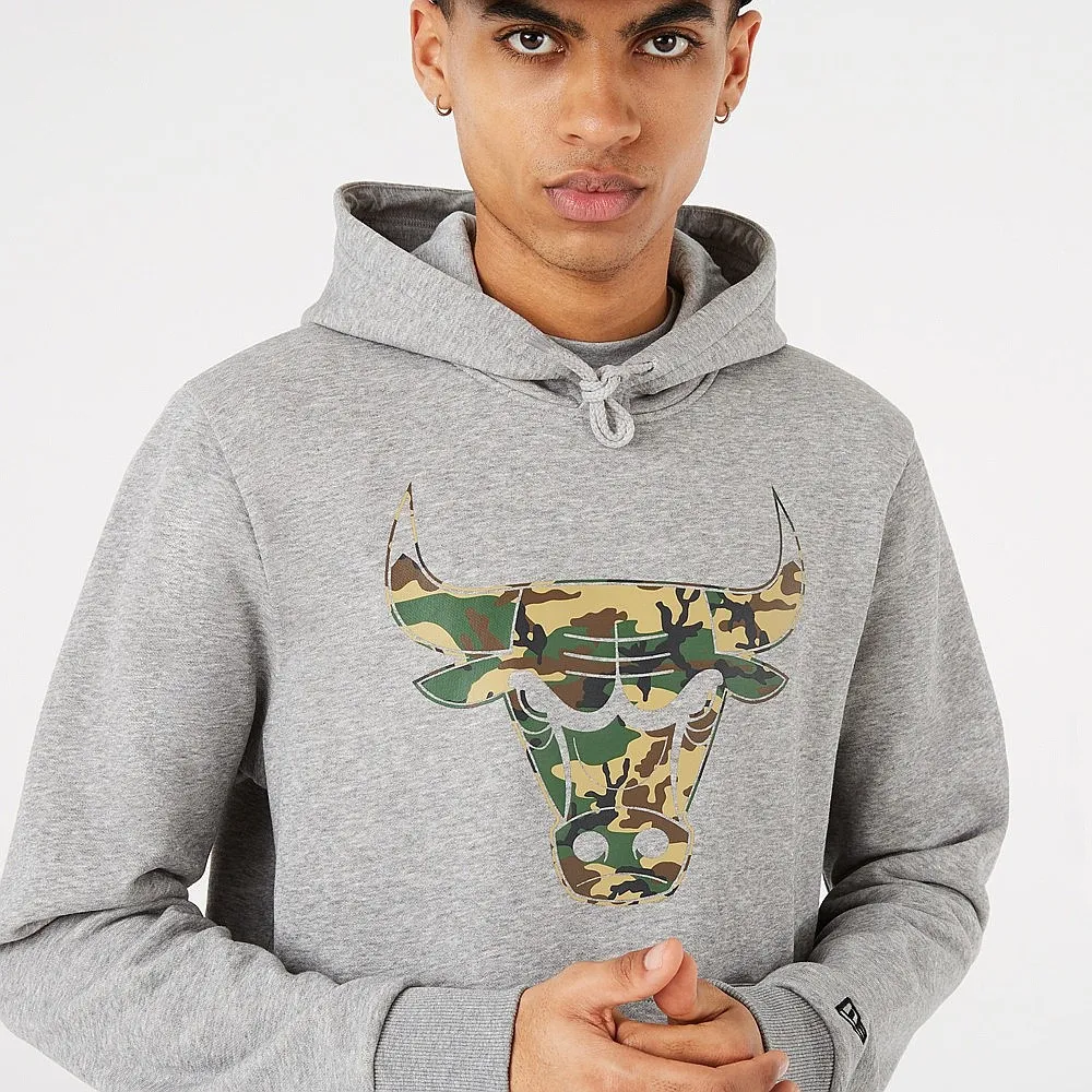 sweatshirt New Era Infill Team Logo Hoody NBA Chicago Bulls - Light Grey Heather/Woodland Camo - men´s