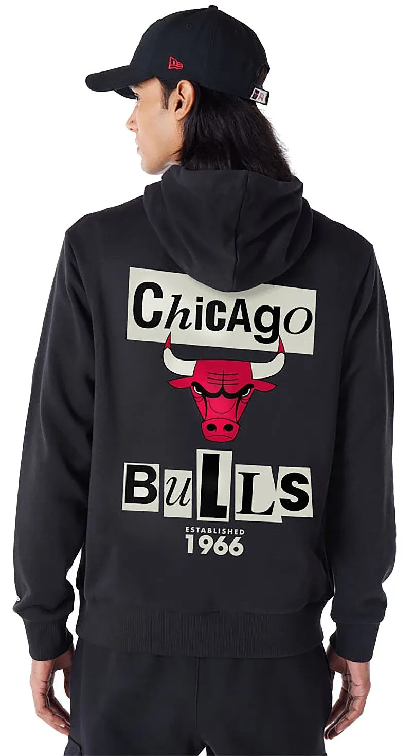 sweatshirt New Era Newspaper Graphic Hoodie NBA Chicago Bulls - Black/Faded Red - men´s