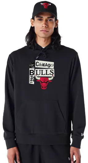 sweatshirt New Era Newspaper Graphic Hoodie NBA Chicago Bulls - Black/Faded Red - men´s