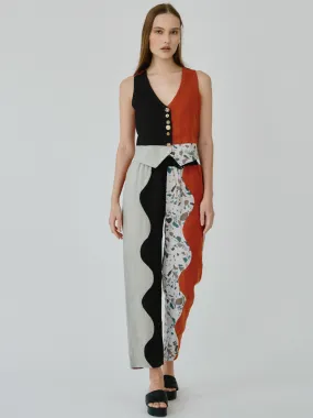 Swirl Colour Block Linen Trousers