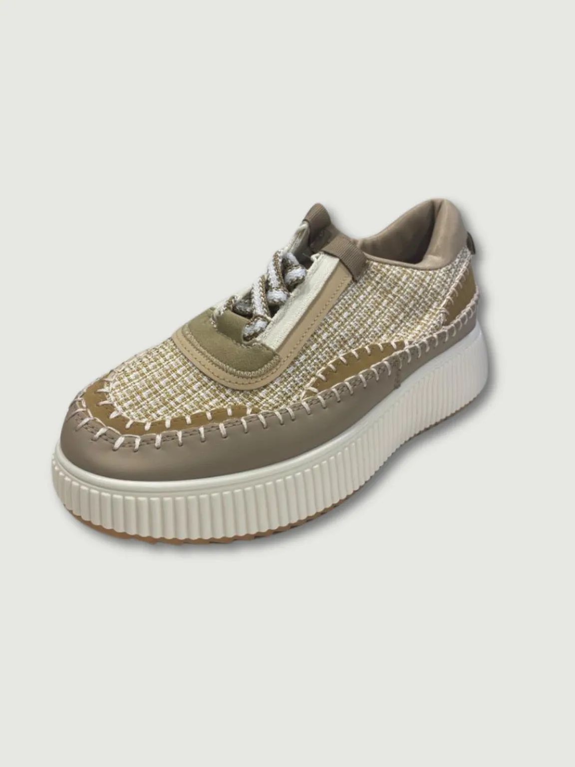 Tan Textured Platform Sneakers