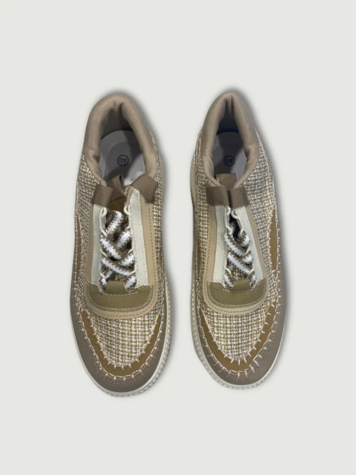 Tan Textured Platform Sneakers