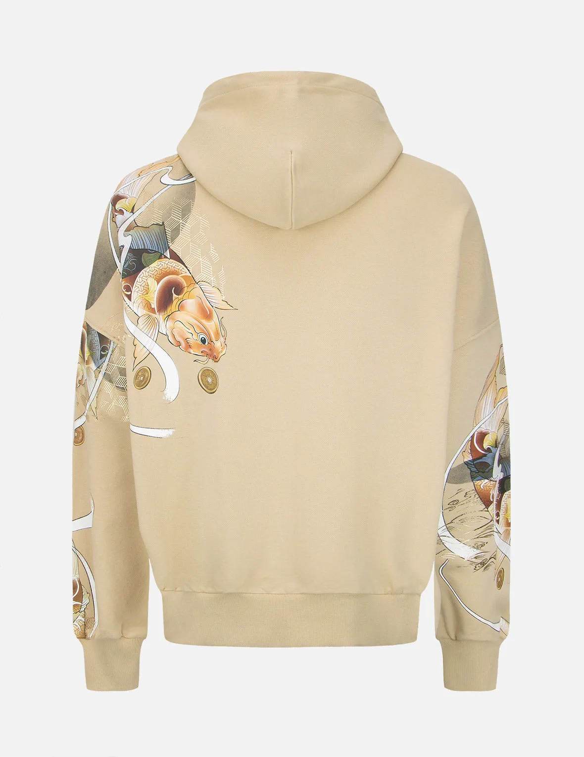 Tattoo Koi Print Hooded Sweatshirt