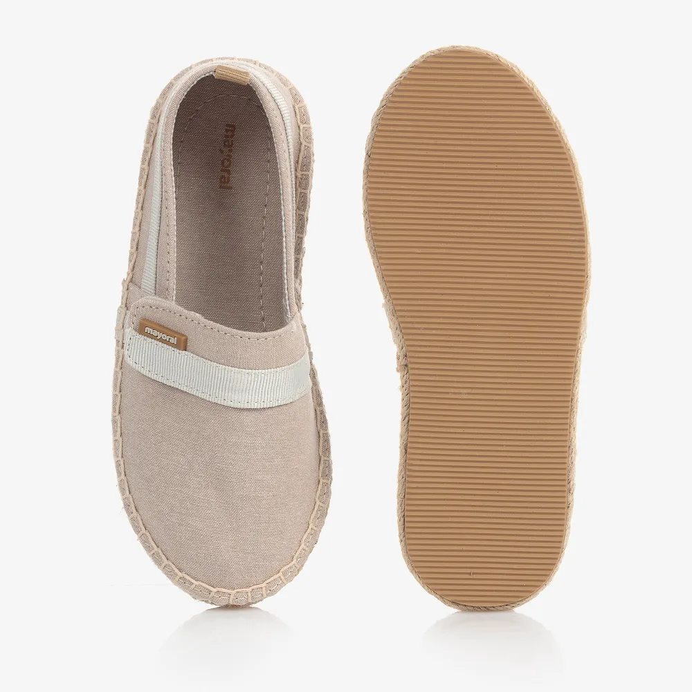 Beige Cotton Teen Espadrilles