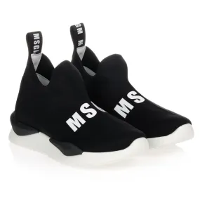 Teen Black Logo Sock Trainers