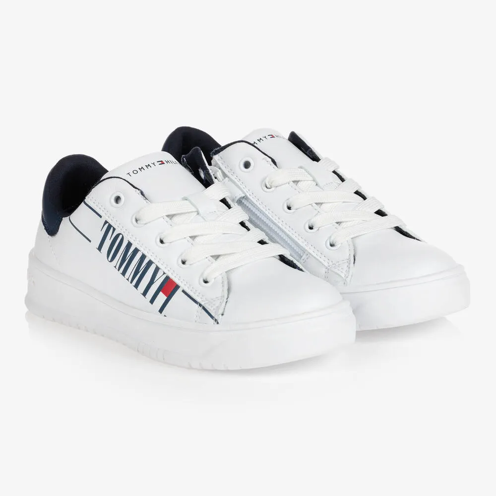 Teen Boys White Logo Trainers