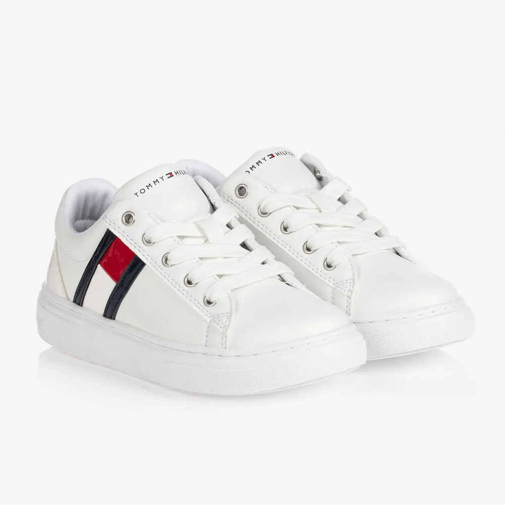 Teen Girls White Logo Trainers