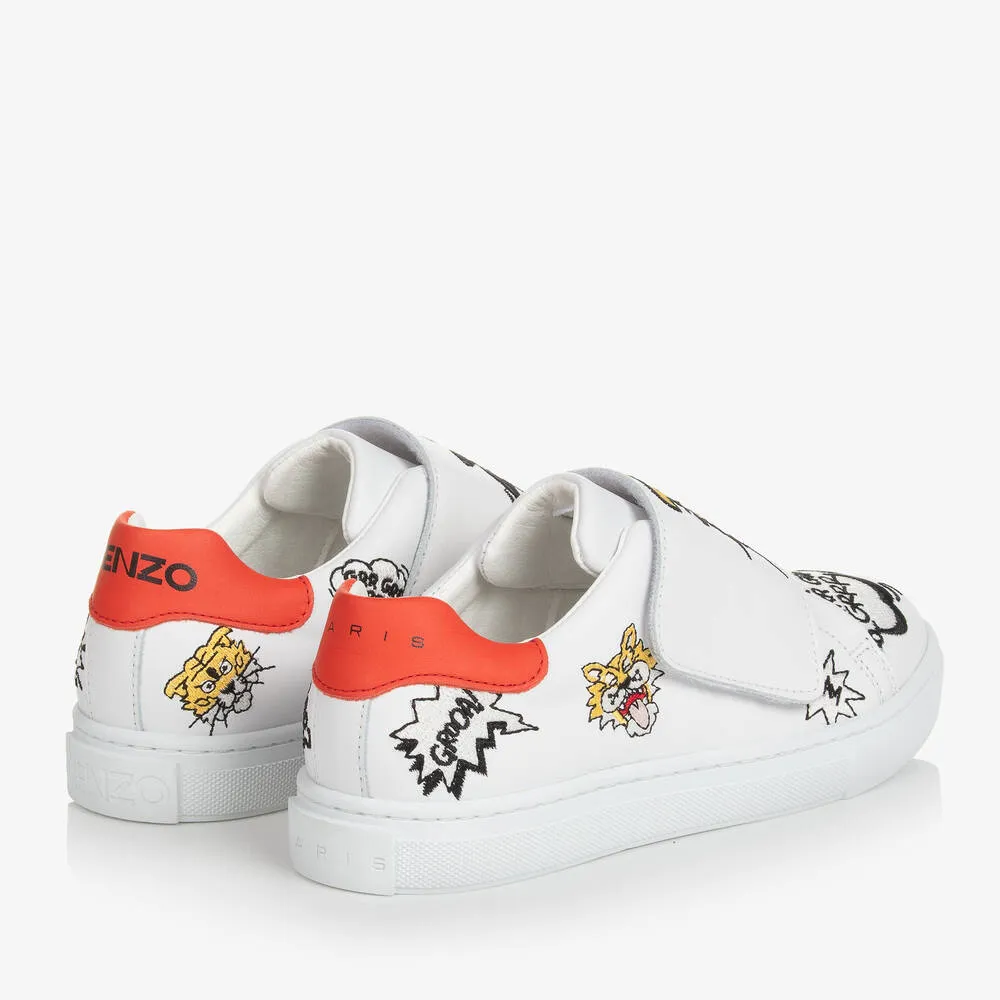 Teen White Leather Tiger Trainers